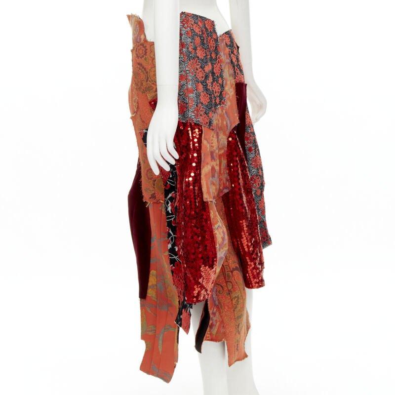 raro COMME DES GARCONS 2010 Gonna devore in jacquard orientale con paillettes S in vendita 1