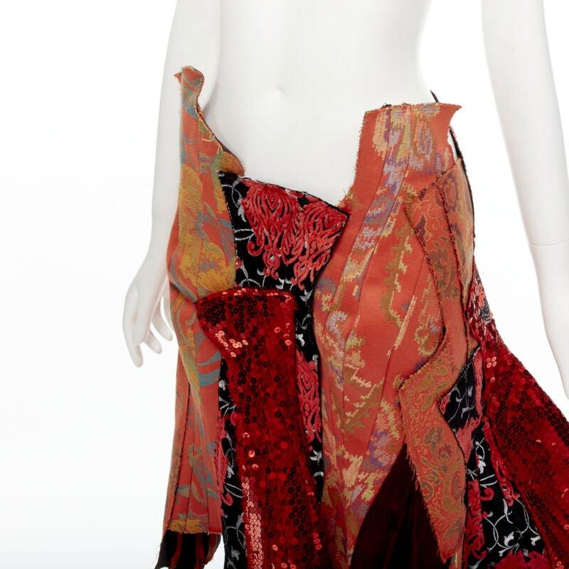 raro COMME DES GARCONS 2010 Gonna devore in jacquard orientale con paillettes S in vendita 2