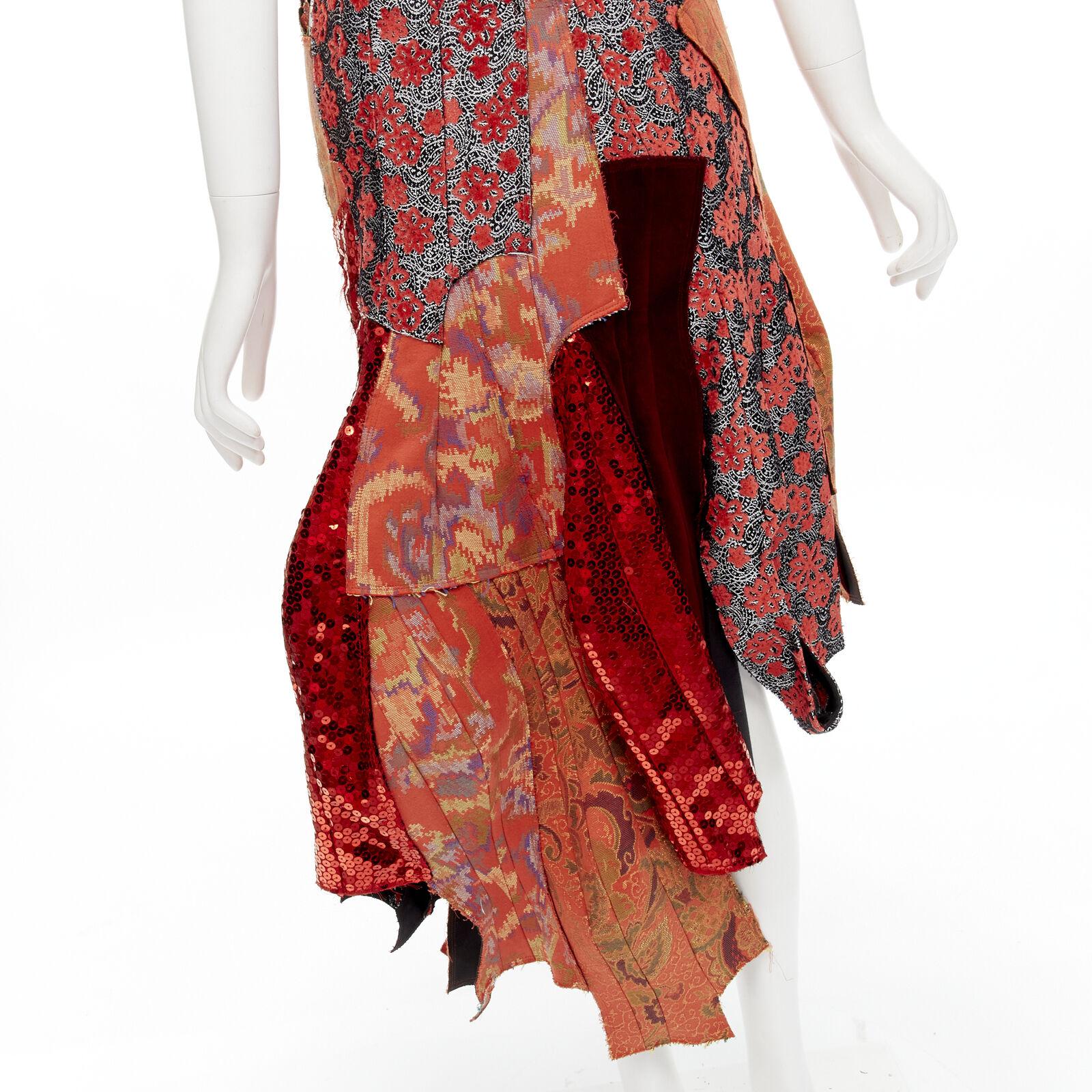 rare COMME DES GARCONS 2010 Runway oriental jacquard sequins devore skirt S For Sale 4