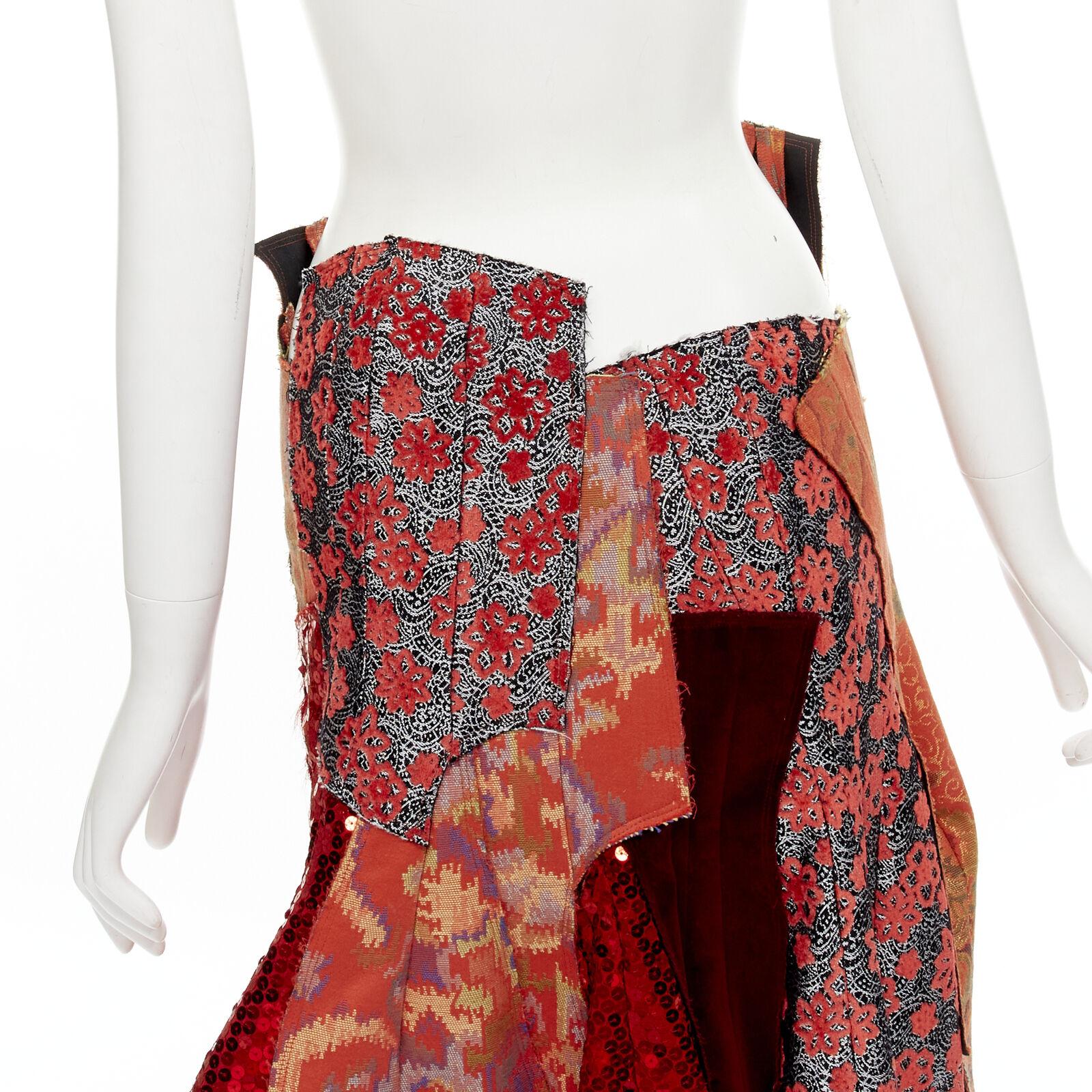 rare COMME DES GARCONS 2010 Runway oriental jacquard sequins devore skirt S For Sale 5