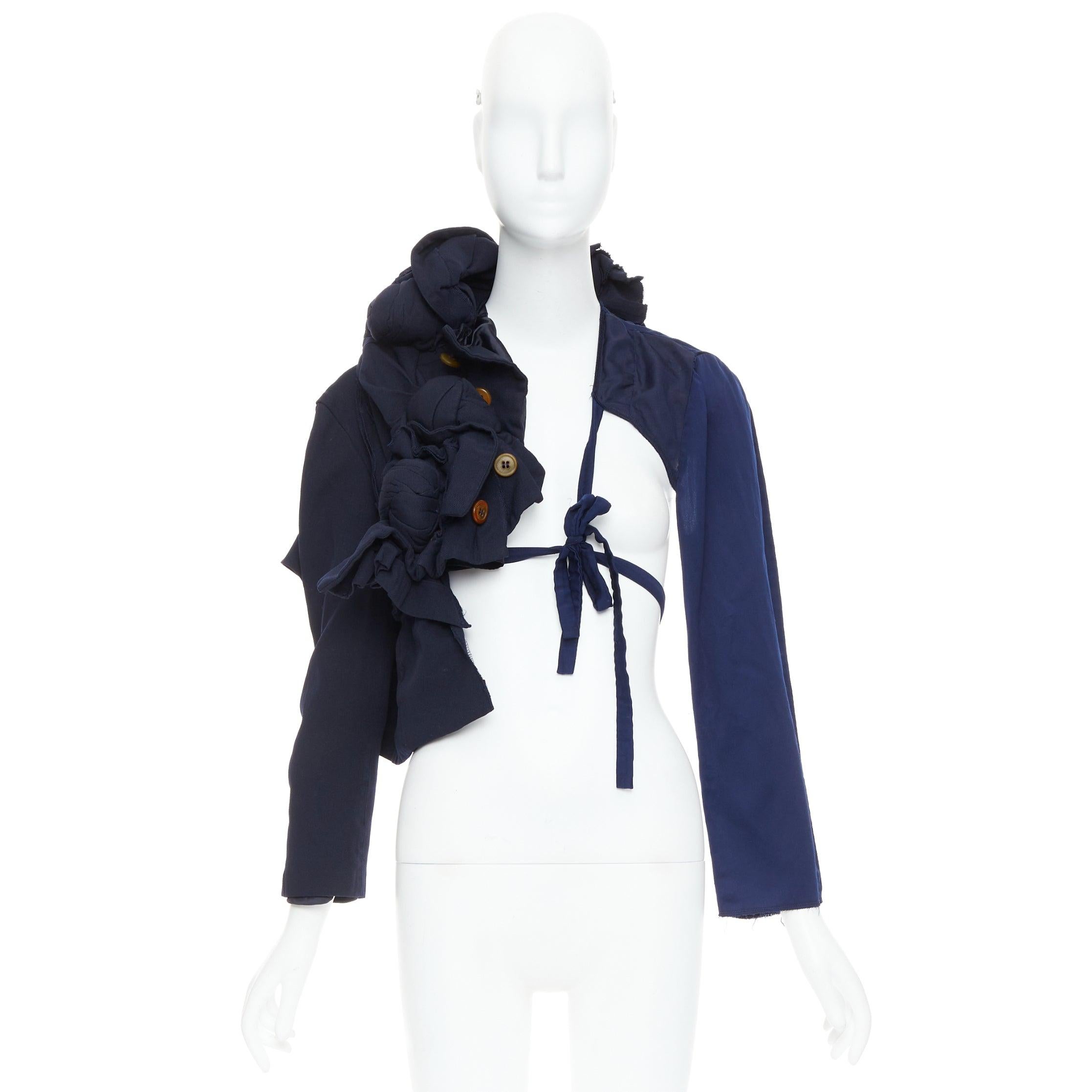 raro COMME DES GARCONS 2011 Giacca a mezza cravatta destrutturata con nodo twist della passerella S in vendita 10