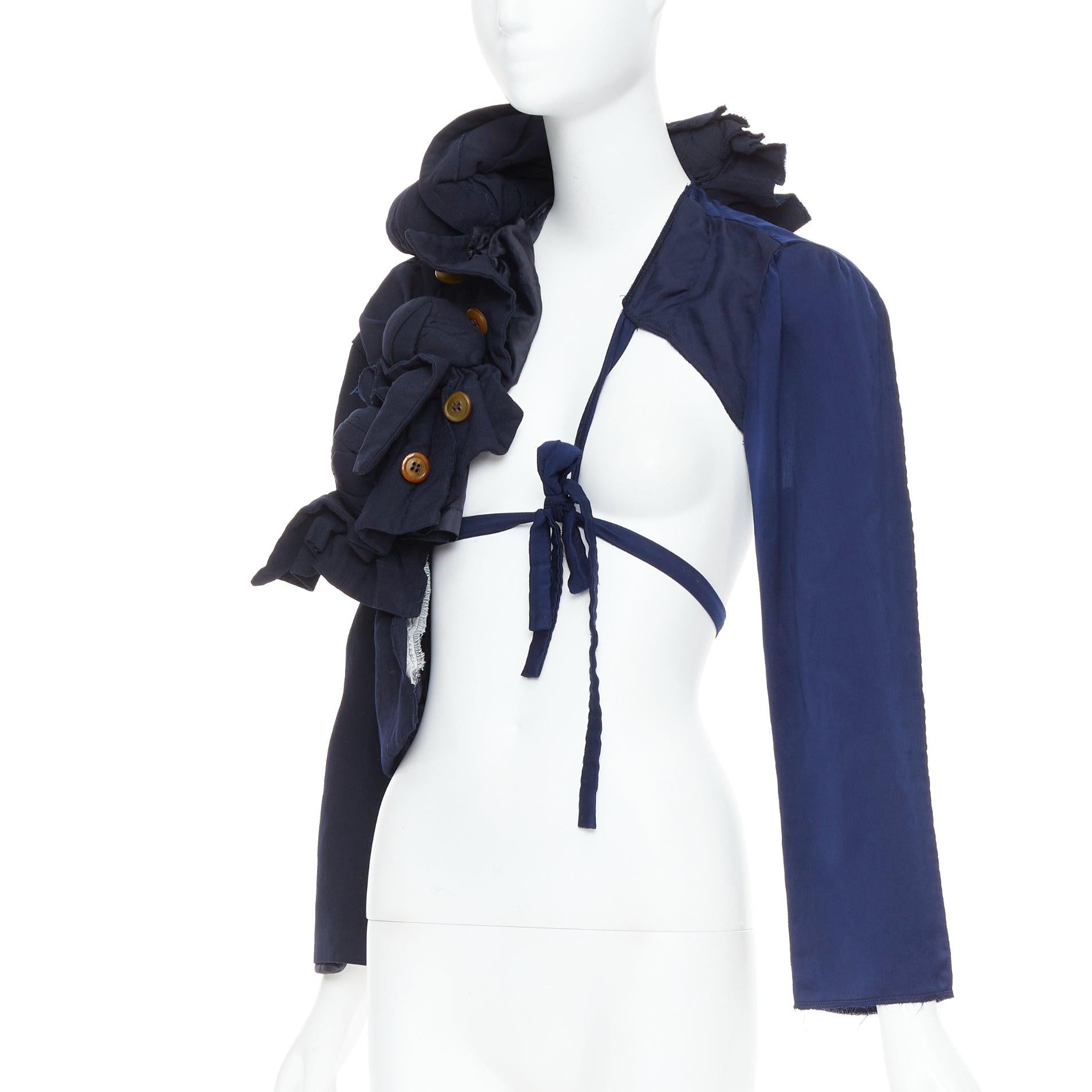 raro COMME DES GARCONS 2011 Giacca a mezza cravatta destrutturata con nodo twist della passerella S in vendita 1