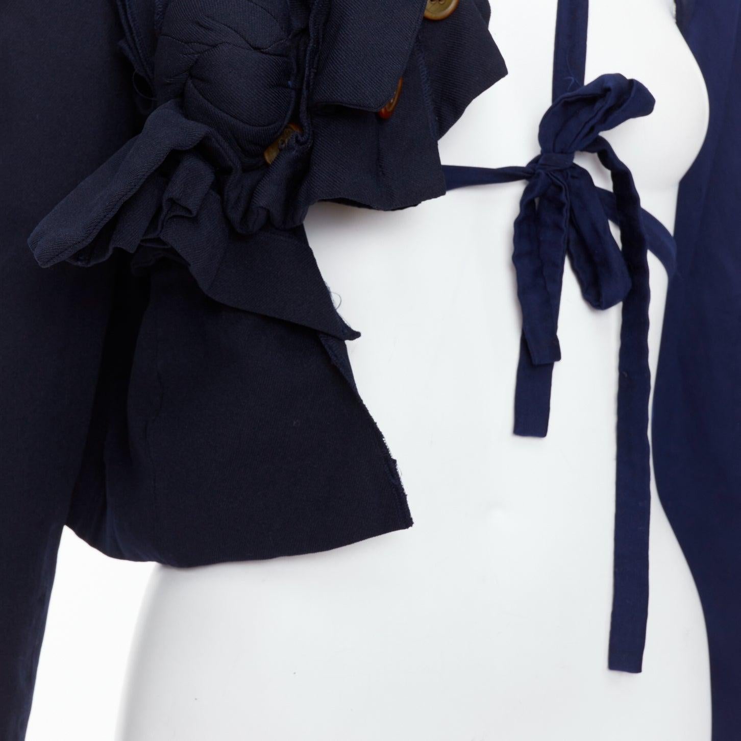 raro COMME DES GARCONS 2011 Giacca a mezza cravatta destrutturata con nodo twist della passerella S in vendita 3