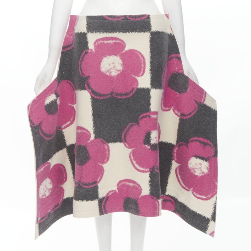 rare COMME DES GARCONS 2012 Runway 2D Flat Packed Doll floral checkered set XS in vendita 6