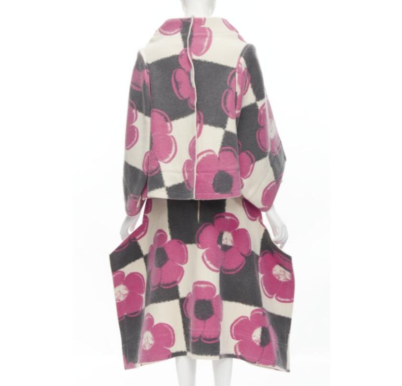 Donna rare COMME DES GARCONS 2012 Runway 2D Flat Packed Doll floral checkered set XS in vendita