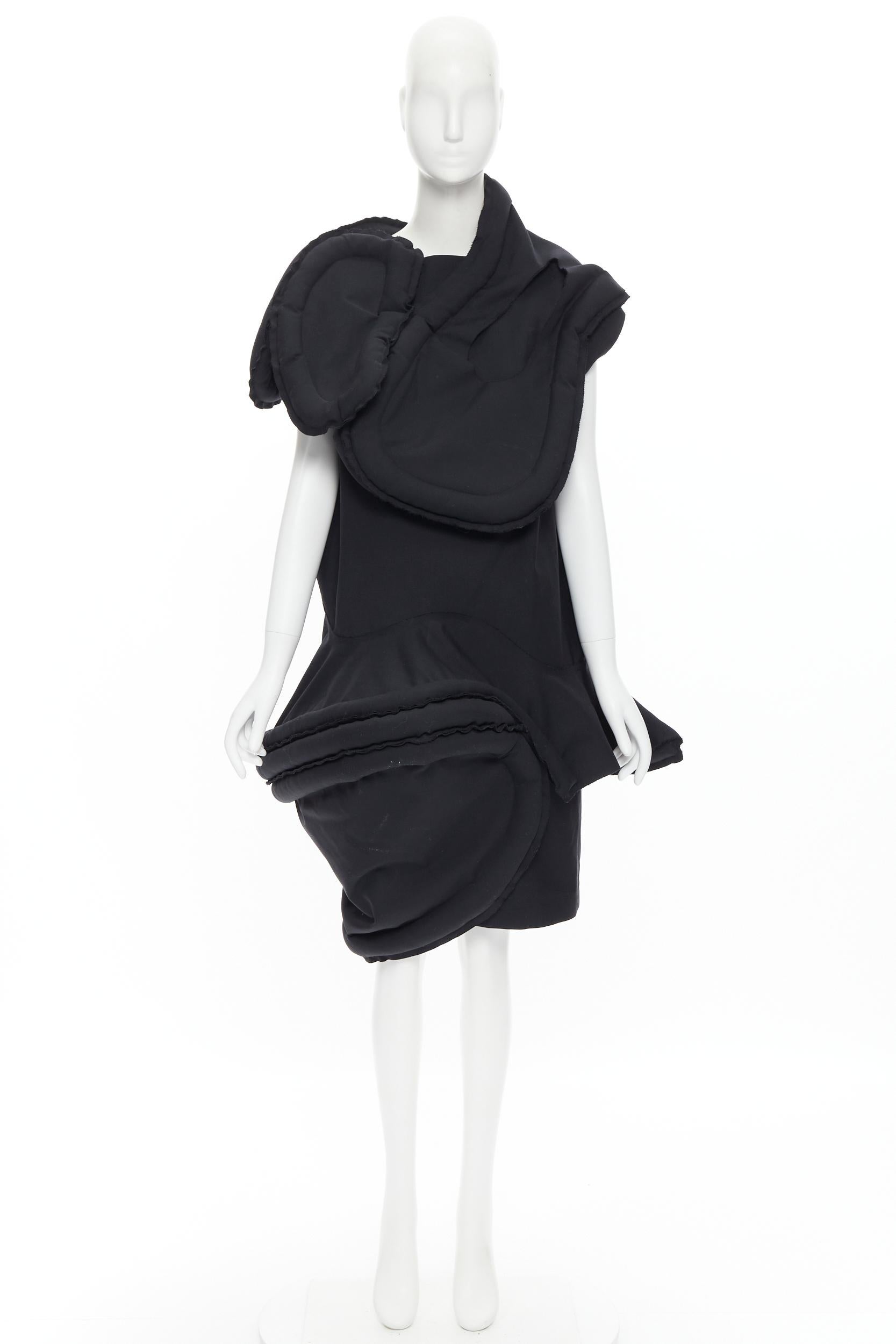 rare COMME DES GARCONS 2014 black padded irregular cut lumps dress S 6