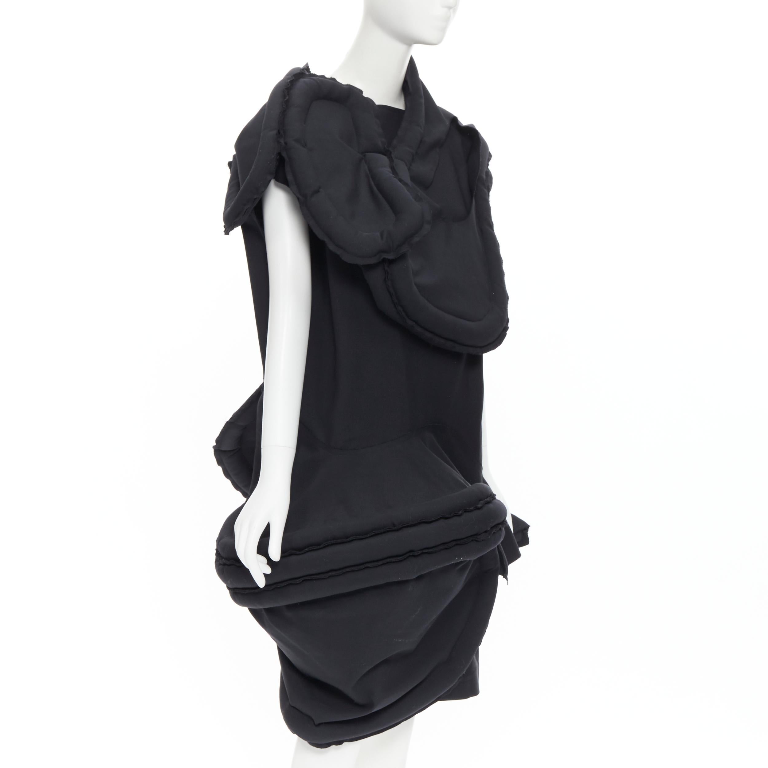 Black rare COMME DES GARCONS 2014 black padded irregular cut lumps dress S