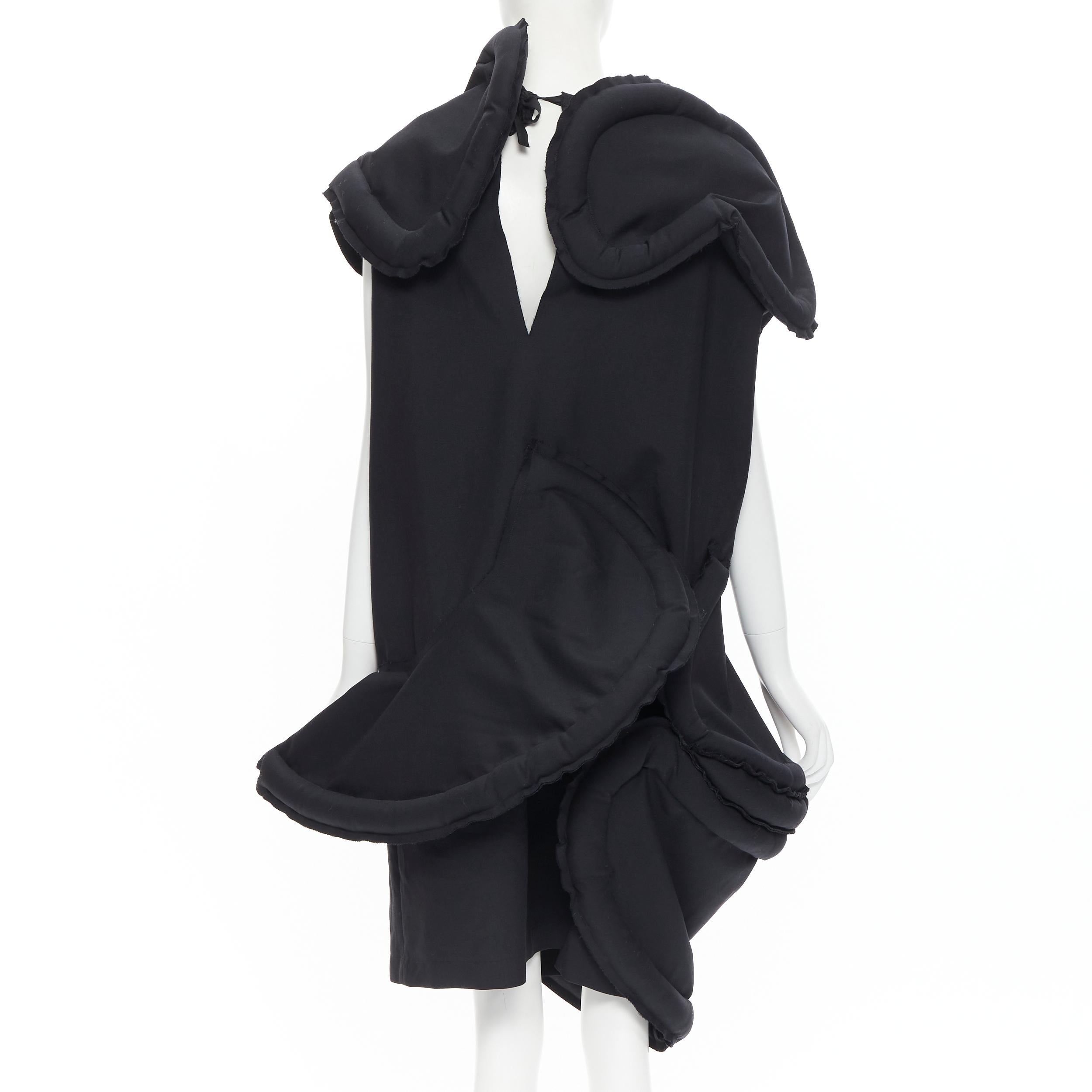Women's rare COMME DES GARCONS 2014 black padded irregular cut lumps dress S