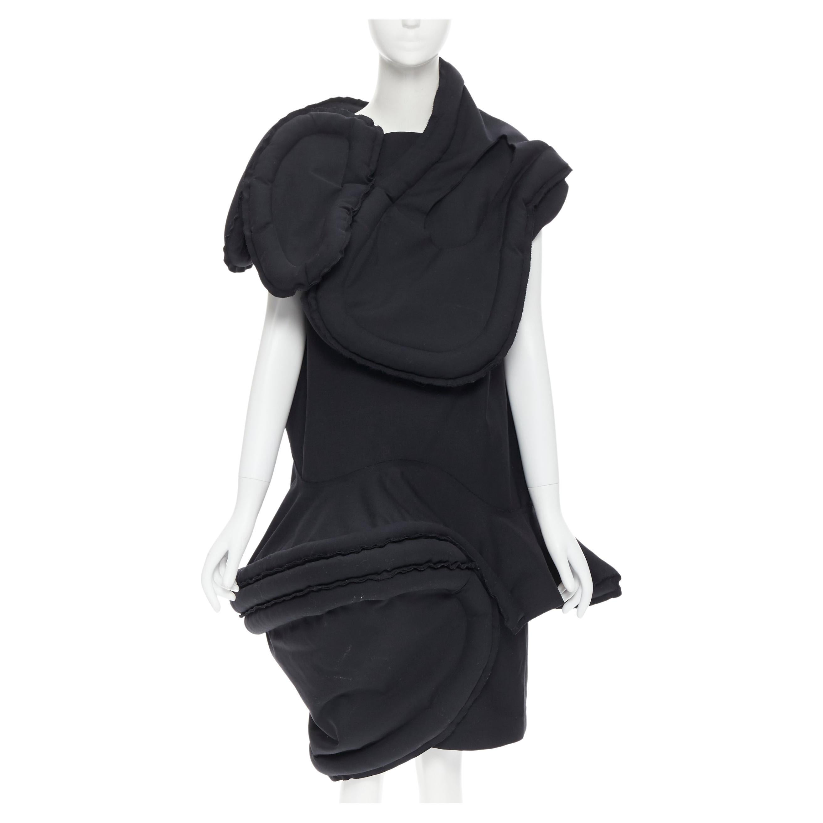 rare COMME DES GARCONS 2014 black padded irregular cut lumps dress S