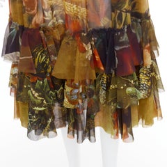 rare COMME DES GARCONS 2018 Vertumnus Print face painting chiffon tiered skirt S
