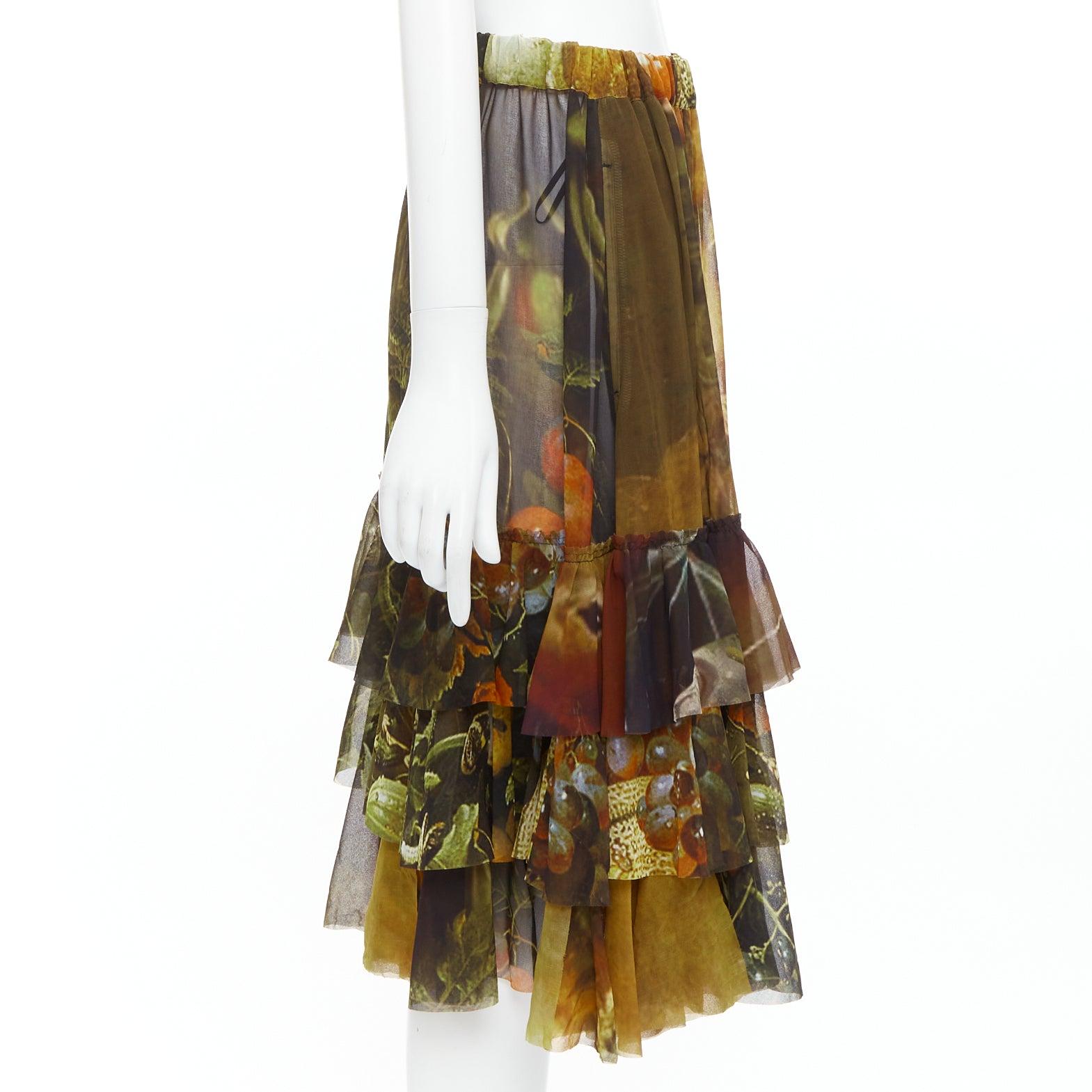 COMME DES GARCONS 2018 - Jupe à cravate en mousseline imprimée Vertumnus - visage peint S Excellent état - En vente à Hong Kong, NT