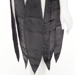 rare COMME DES GARCONS 2019 black textured cowhide leather fringed petal top XS