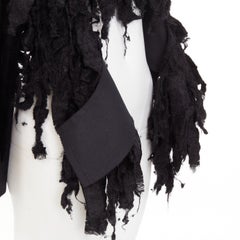 rare COMME DES GARCONS 2019 Runway black shredded silk fringe multi sleeves top