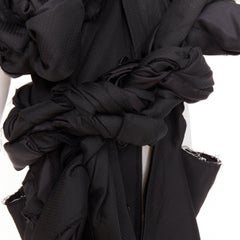 rare COMME DES GARCONS 2019 Runway textured knots deconstructed cut out coat S