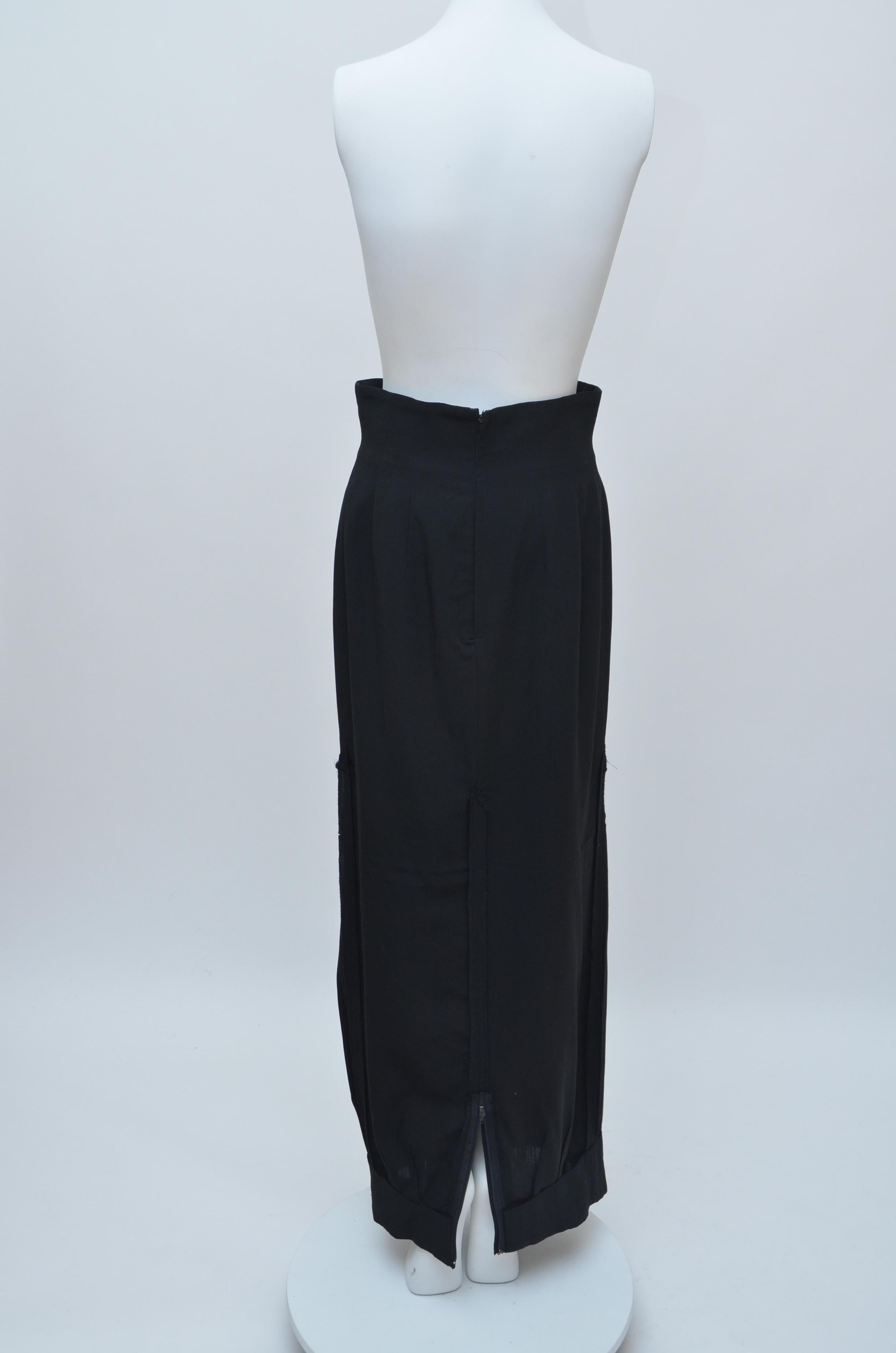 Noir Comme Des Garçons - Jupe longue noire avec dos nu et épaulettes, rare, AD 1990   en vente