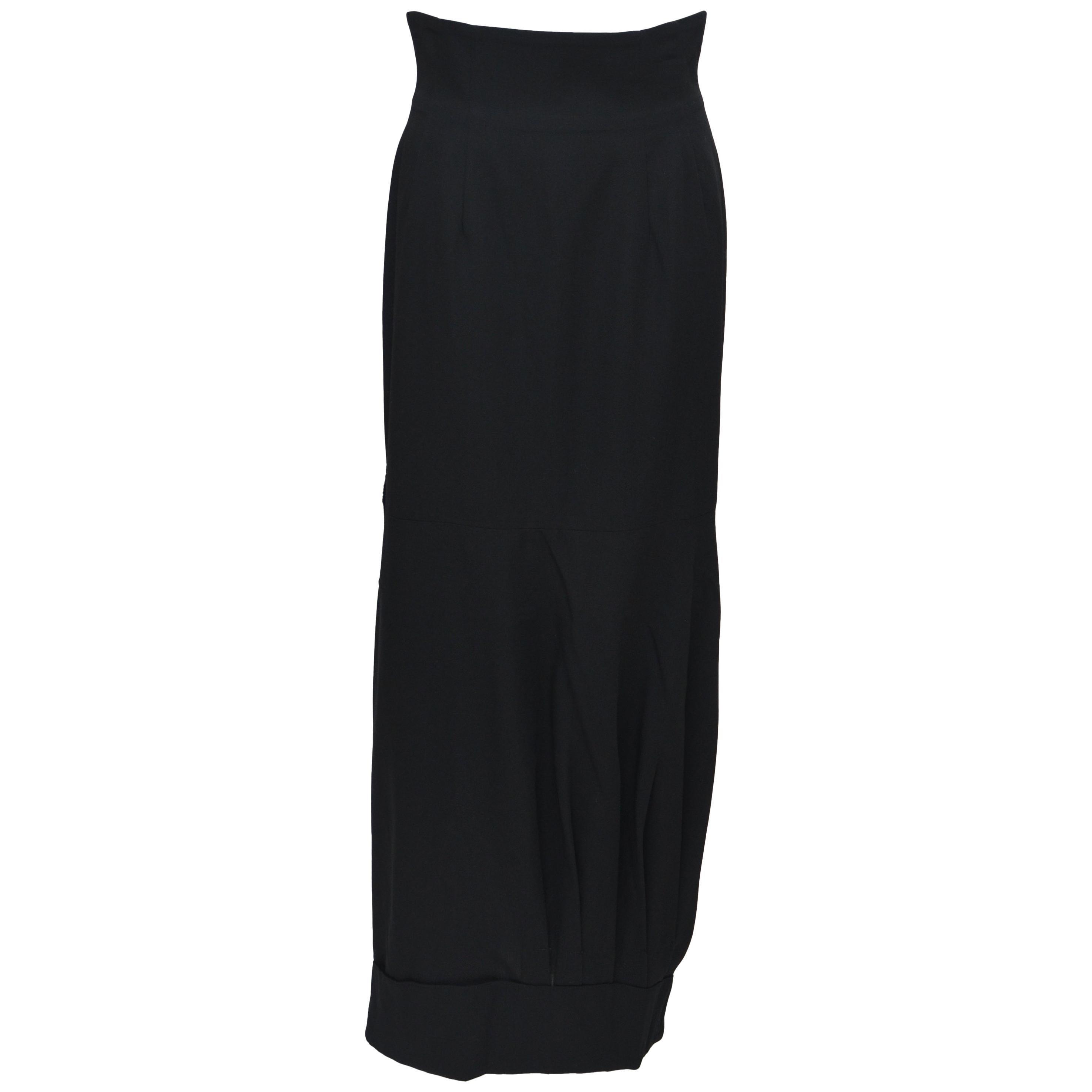Raro BLACK Comme des Garçons AD 1990 Gonna lunga nera a rovescio