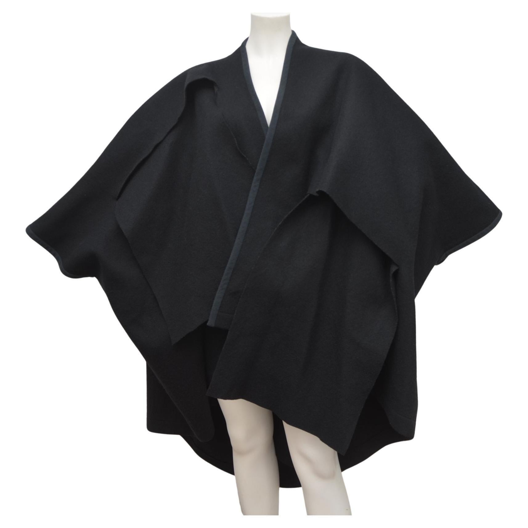 Women's or Men's Rare Comme des Garcons Black Wool Rectangular Panels   Felt Coat FW 1983 For Sale