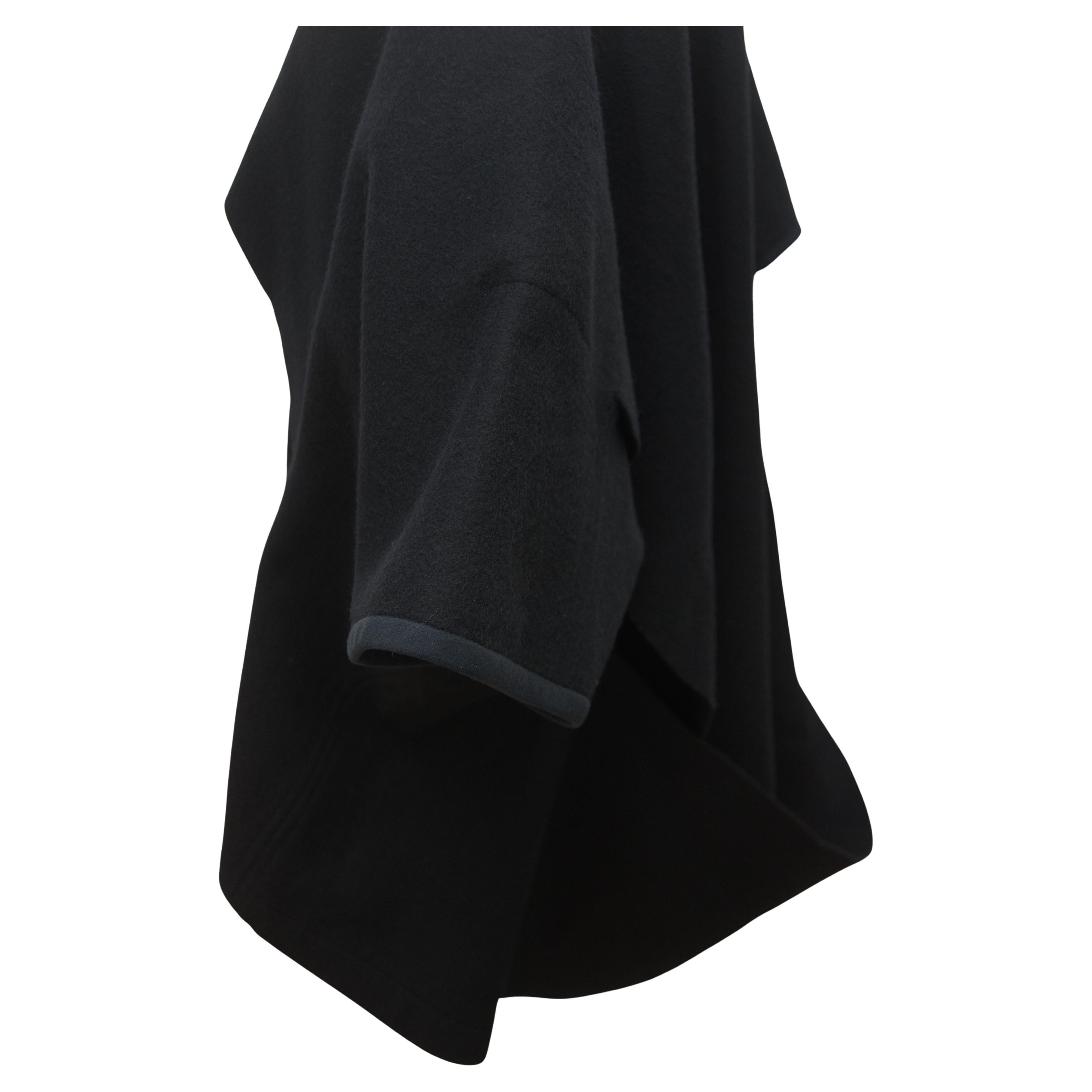 Rare Comme des Garcons Black Wool Rectangular Panels   Felt Coat FW 1983 For Sale 4