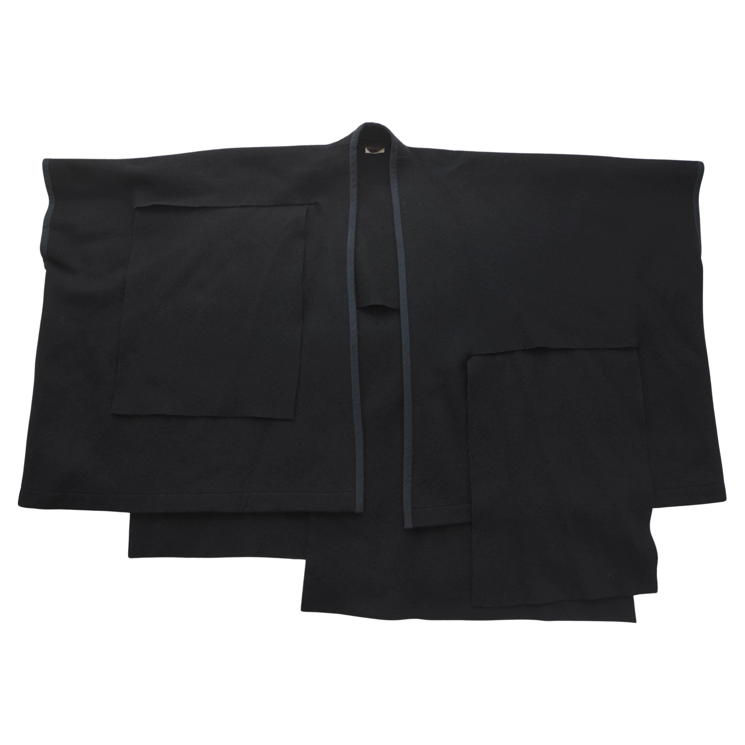 Rare Comme des Garcons Black Wool Rectangular Panels   Felt Coat FW 1983 For Sale