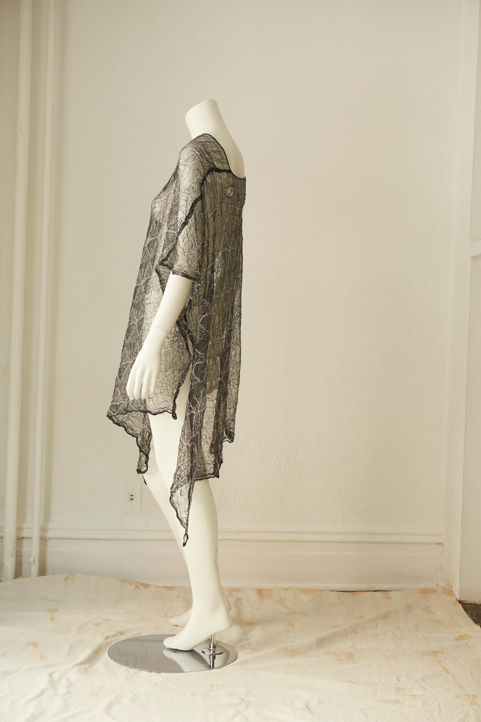 Beige Rare Comme des Garçons Diaphanous Lace Tunic Dress in The Met Costume Institute For Sale