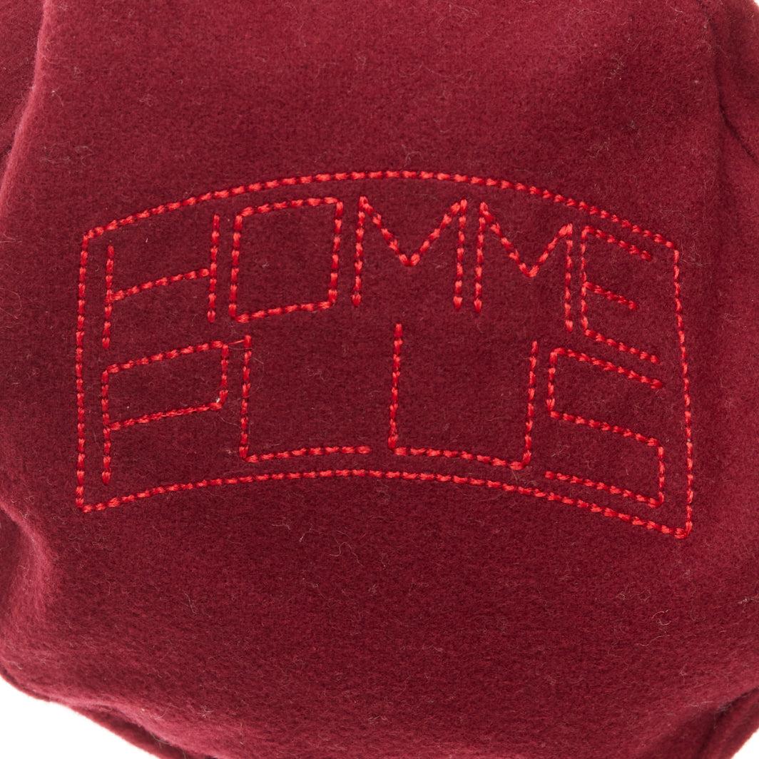 rare COMME DES GARCONS HOMME PLUS red wool blend PVC officer hat For Sale 2