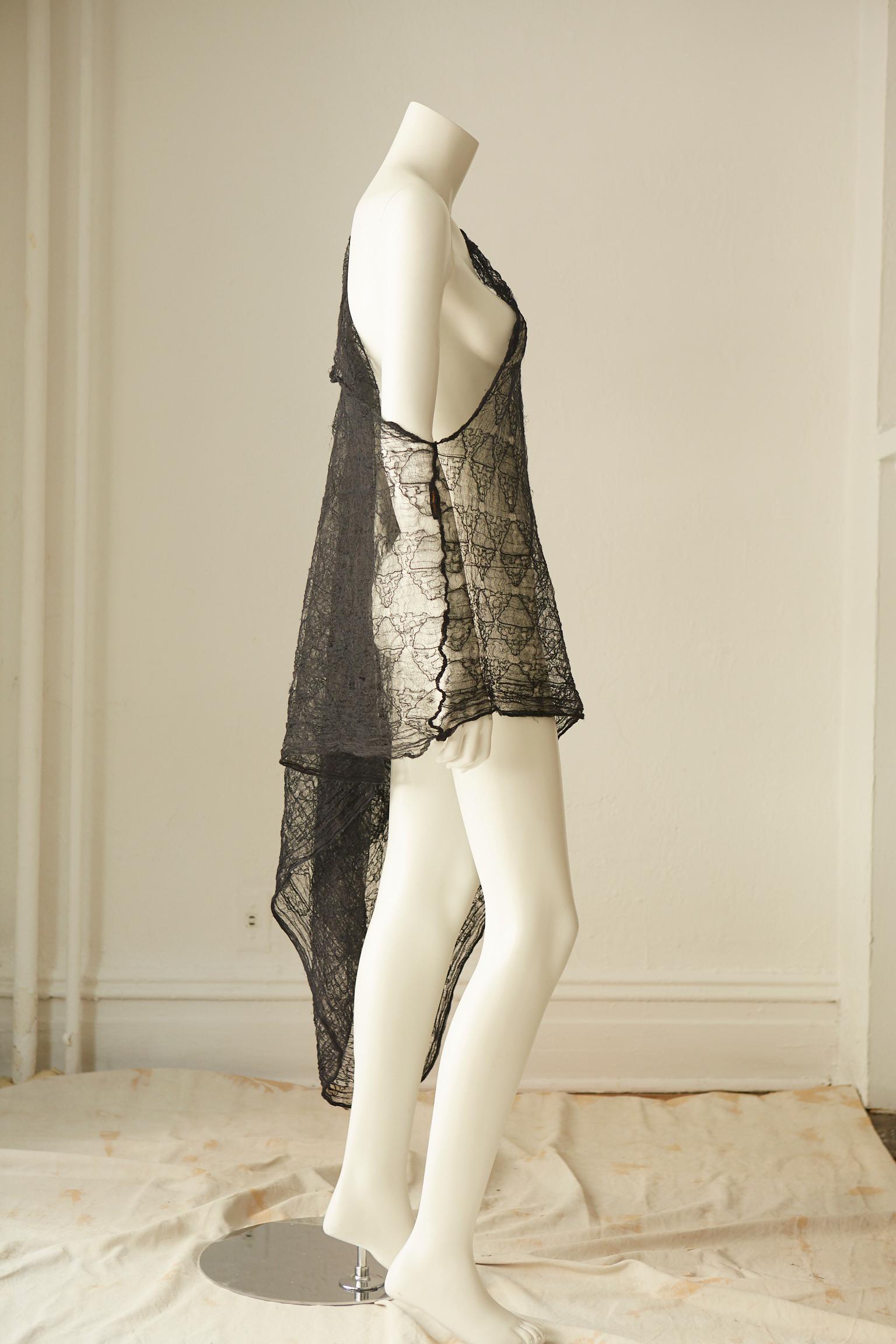 Rare Comme des Garçons Black Diaphanous Lace Dress In the Met Costume Institute For Sale 5