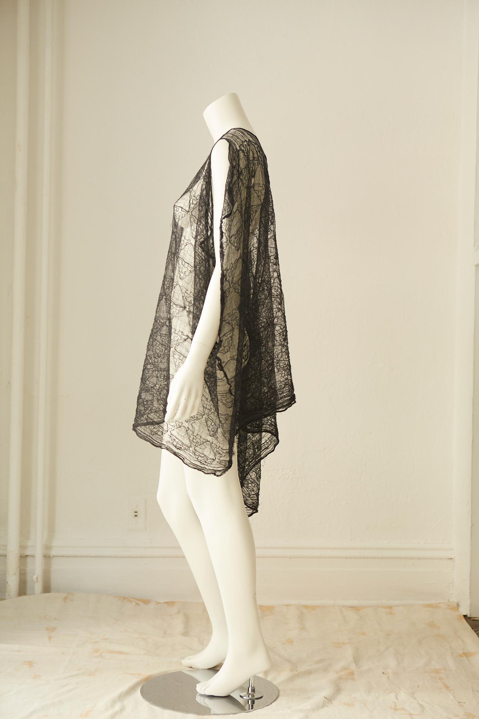 Rare Comme des Garçons Black Diaphanous Lace Dress In the Met Costume Institute In Good Condition For Sale In New York, NY