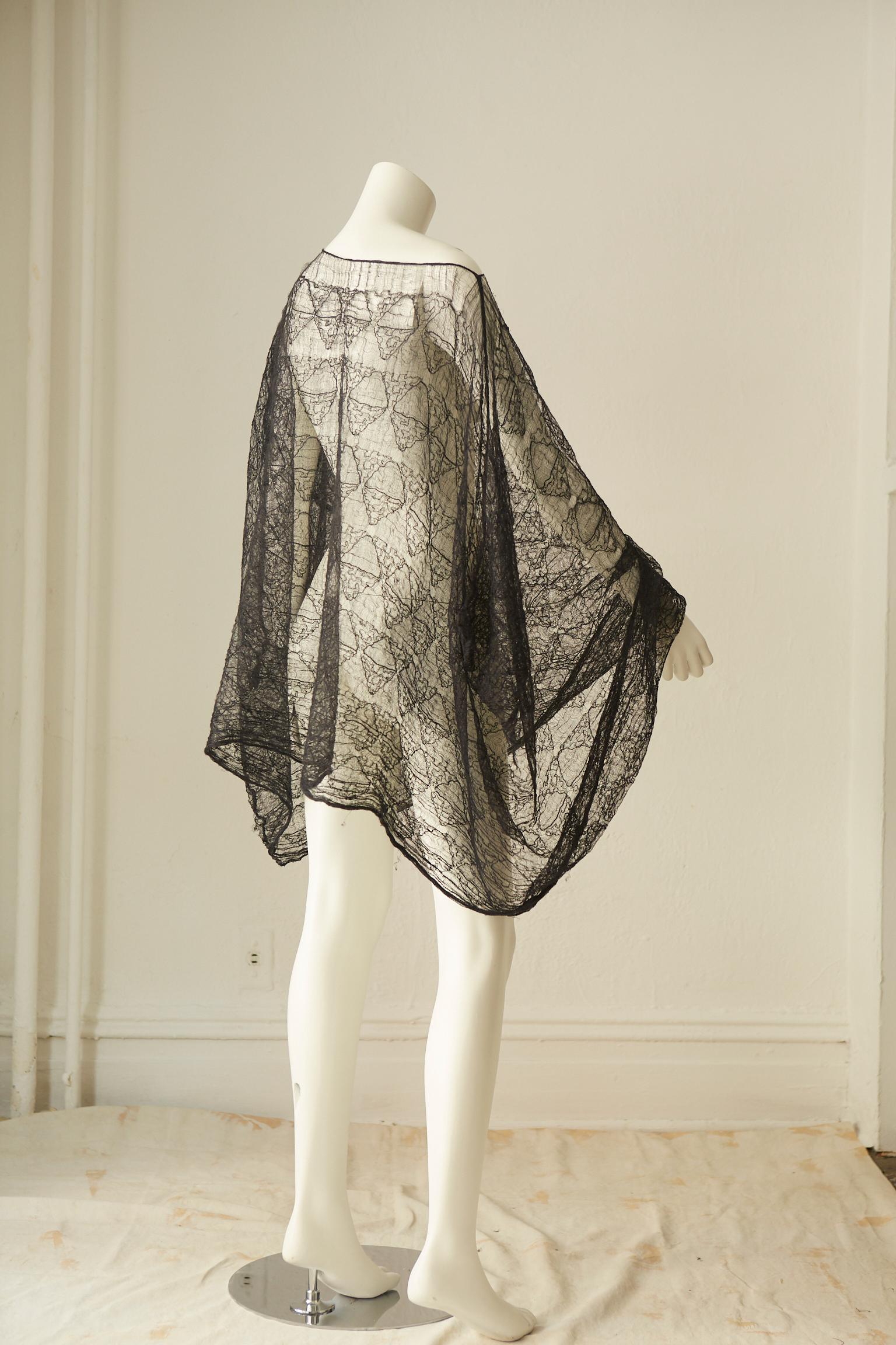 Women's Rare Comme des Garçons Black Diaphanous Lace Dress In the Met Costume Institute For Sale