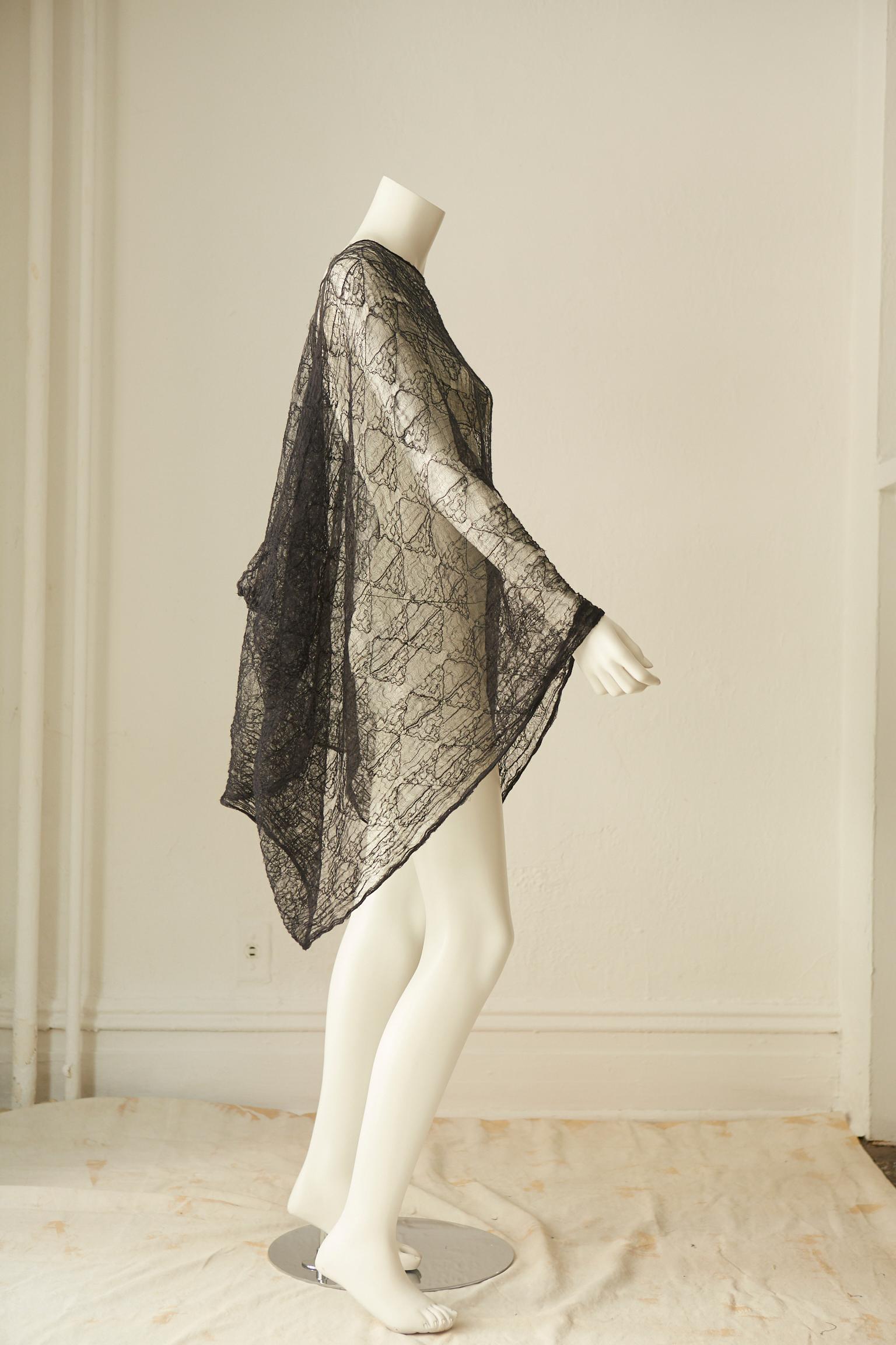 Rare Comme des Garçons Black Diaphanous Lace Dress In the Met Costume Institute For Sale 1