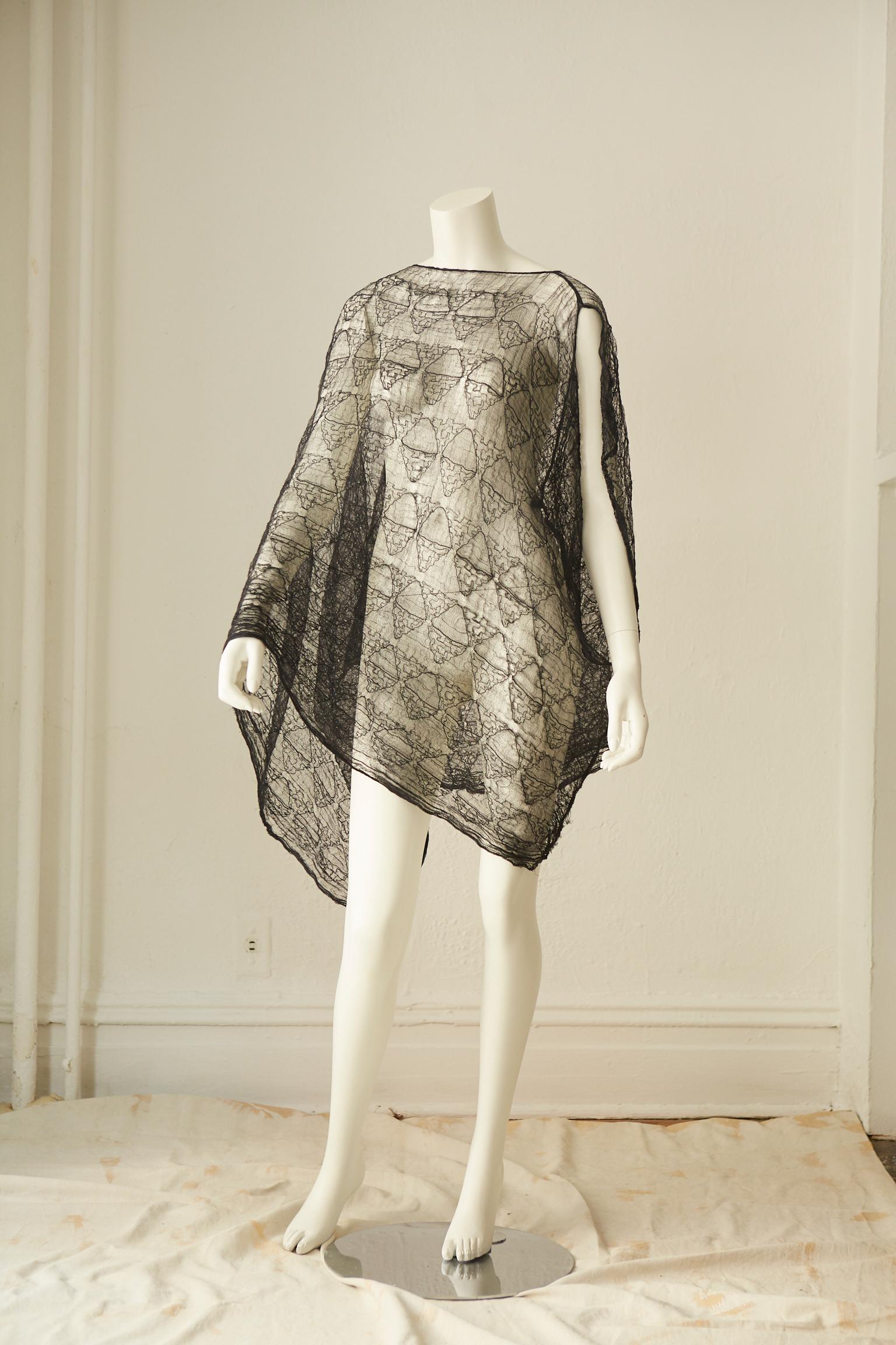 Rare Comme des Garçons Black Diaphanous Lace Dress In the Met Costume Institute For Sale 2