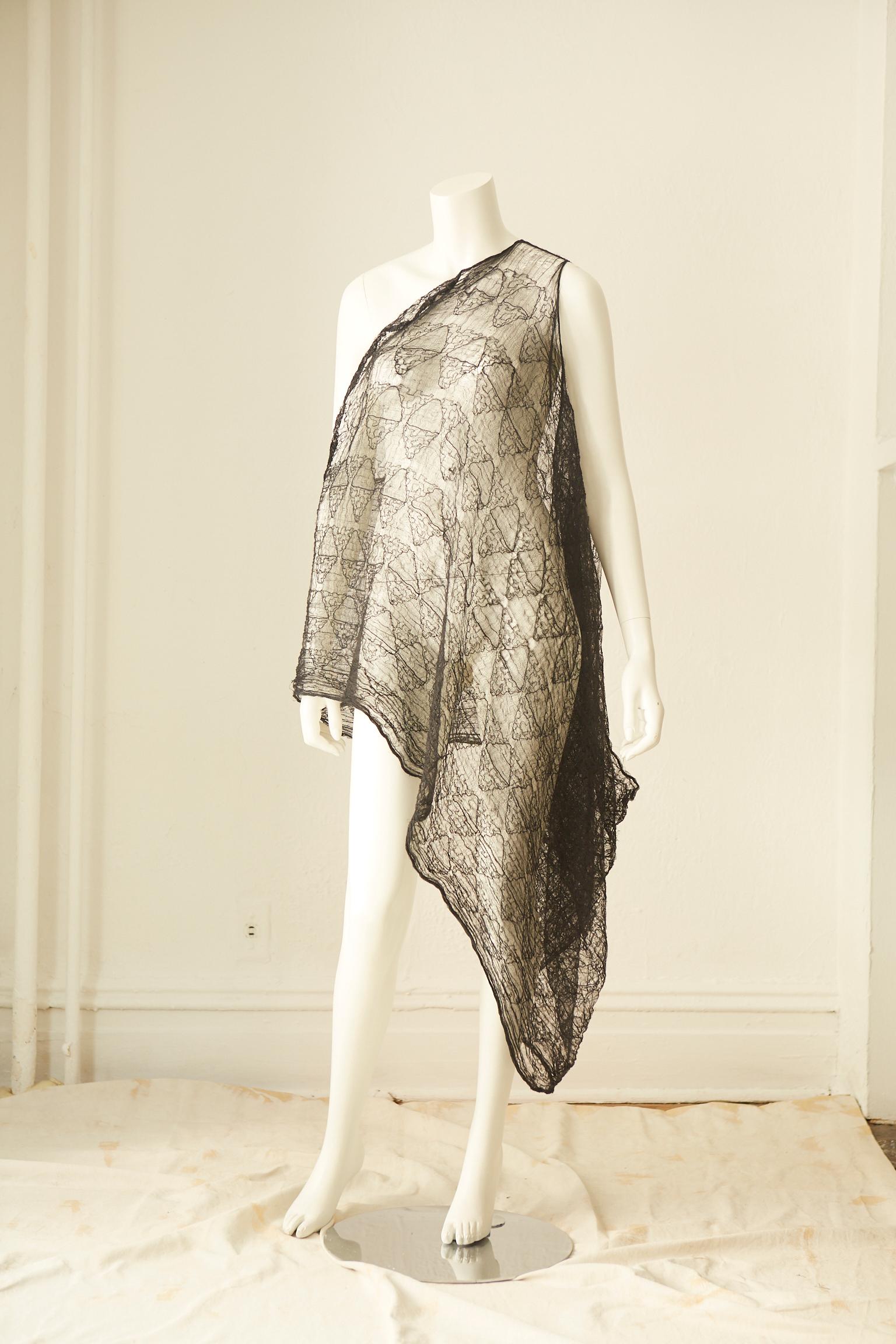 Rare Comme des Garçons Black Diaphanous Lace Dress In the Met Costume Institute For Sale 3