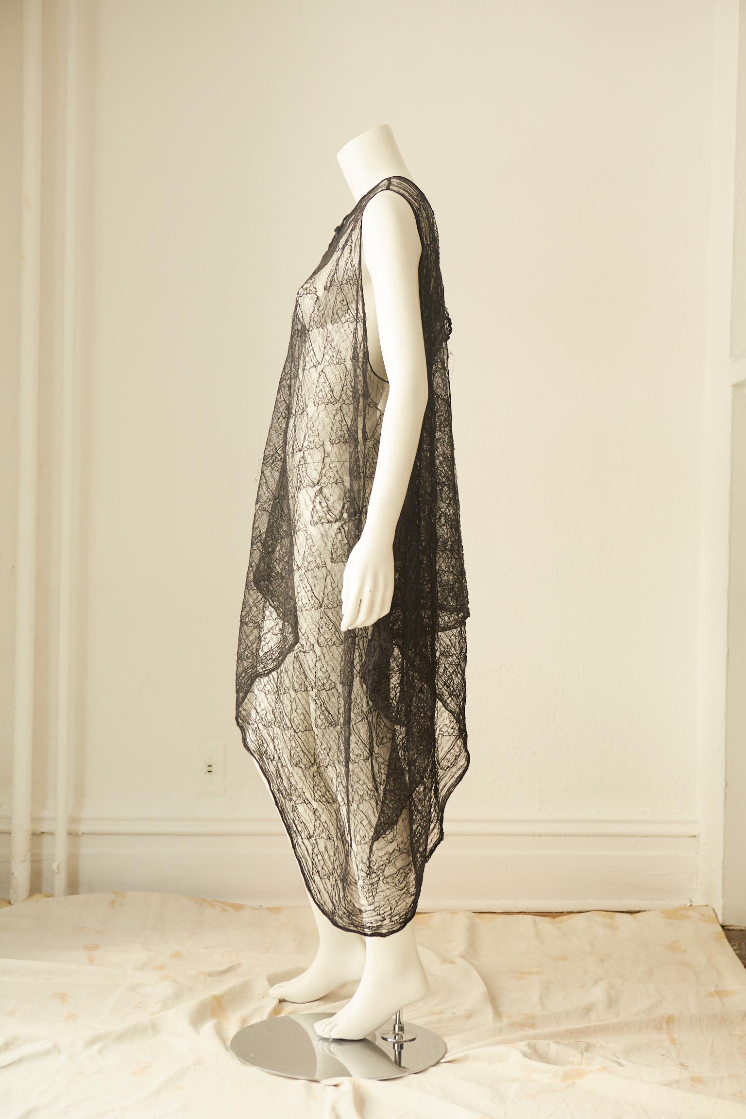 Rare Comme des Garçons Black Diaphanous Lace Dress In the Met Costume Institute For Sale 4