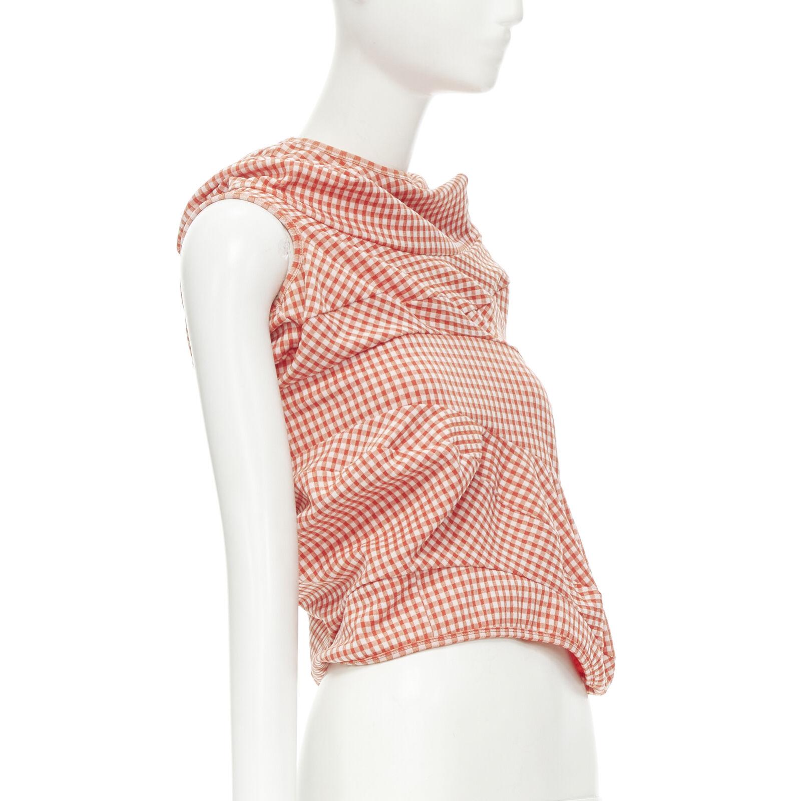 rare COMME DES GARCONS Robe De Chambre Vintage 1997 Lumps Bumps red gingham top In Excellent Condition In Hong Kong, NT