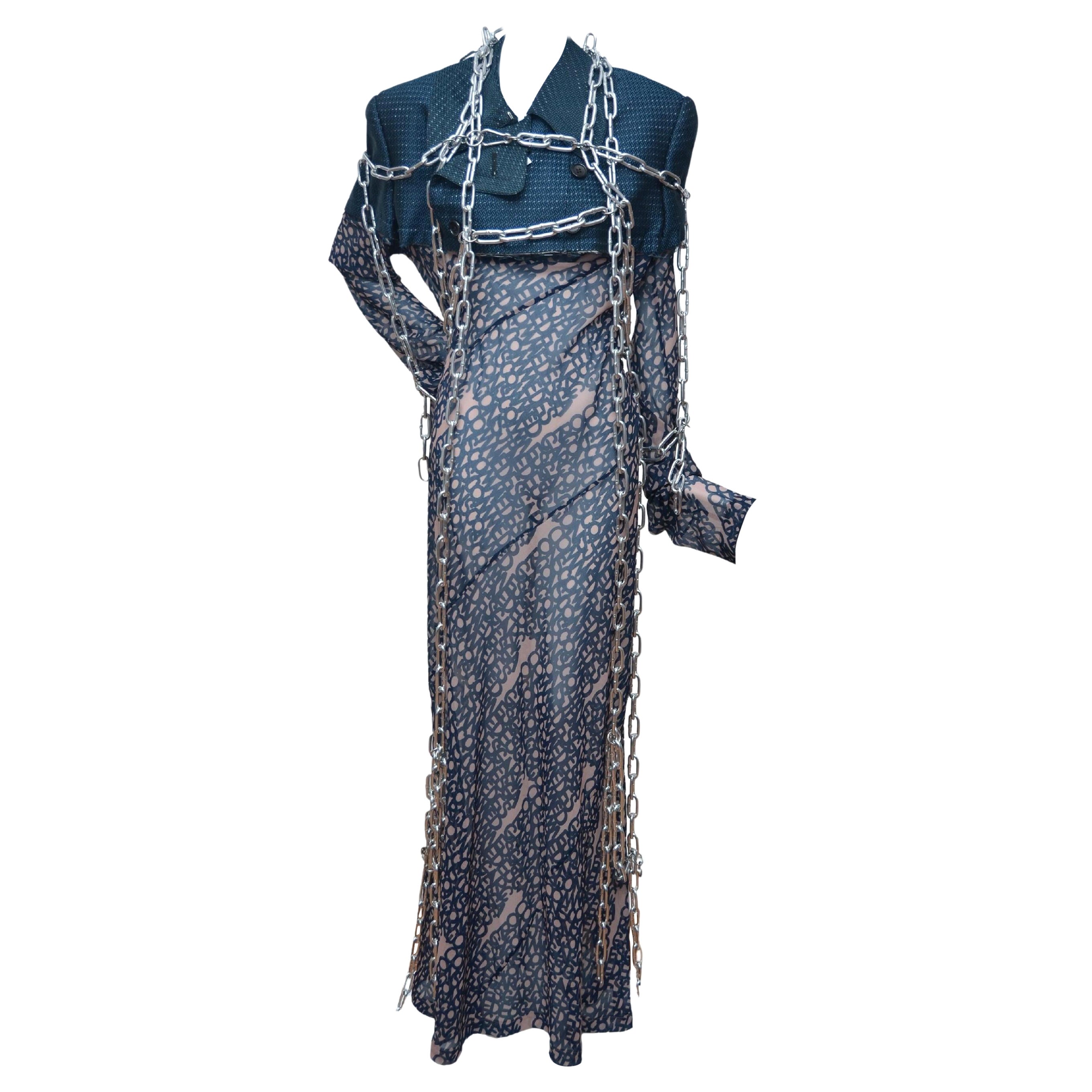Raro Comme Des Garcons Runway 2019 Dress X Heavy Chains Artwork by baanai NUOVO  S in vendita