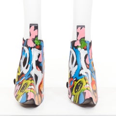 rare COMME DES GARCONS Runway grafiti hand painted cowhide leather shoe covers