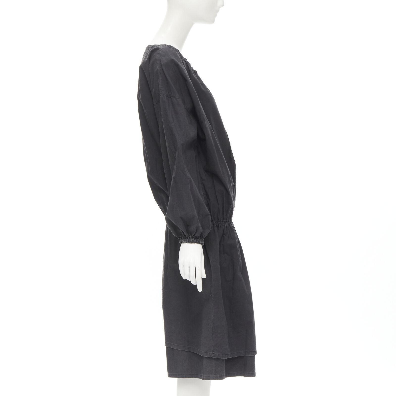 rare COMME DES GARCONS Vintage 1980's Beggar Look washed cotton bishop dress In Excellent Condition For Sale In Hong Kong, NT