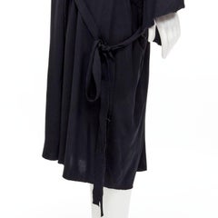 rare COMME DES GARCONS Vintage 1980's black asymmetric wrap kimono robe dress