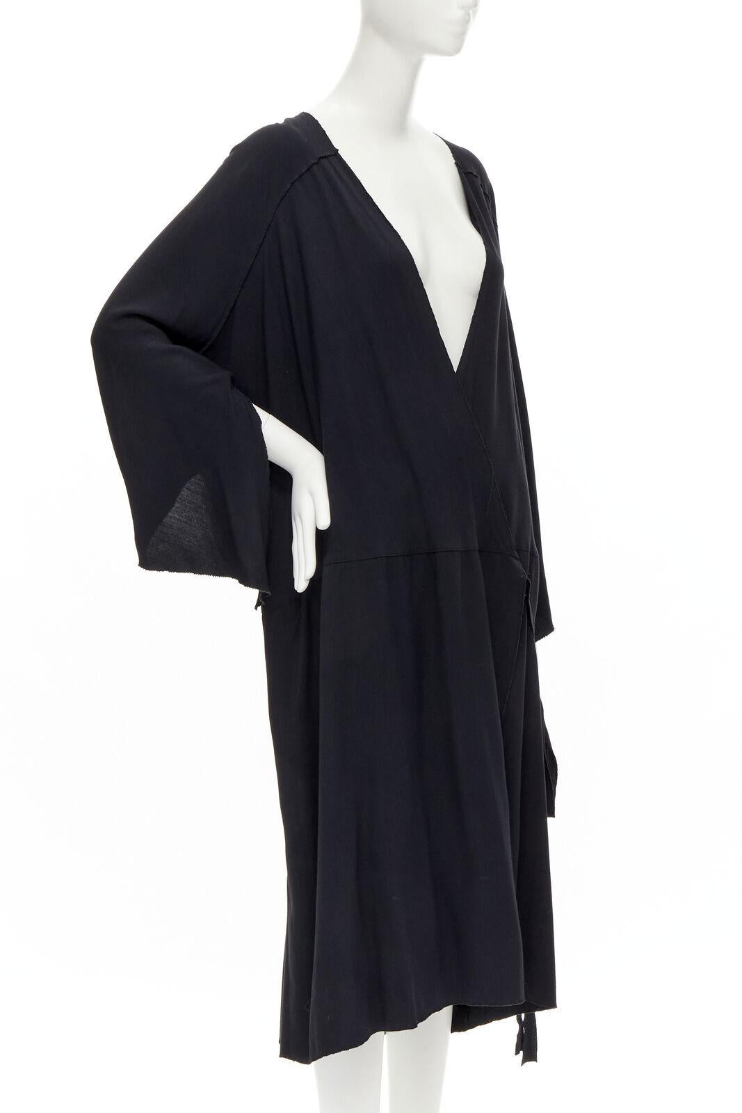 Black rare COMME DES GARCONS Vintage 1980's black asymmetric wrap kimono robe dress For Sale