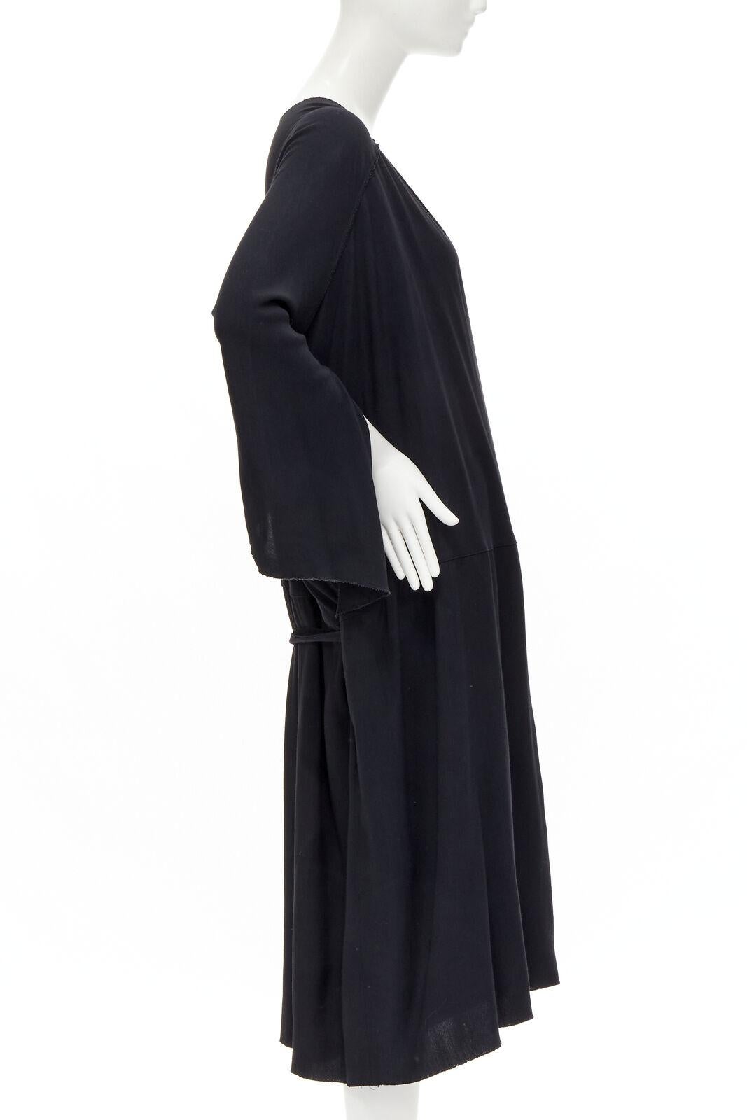 rare COMME DES GARCONS Vintage 1980's black asymmetric wrap kimono robe dress In Excellent Condition For Sale In Hong Kong, NT