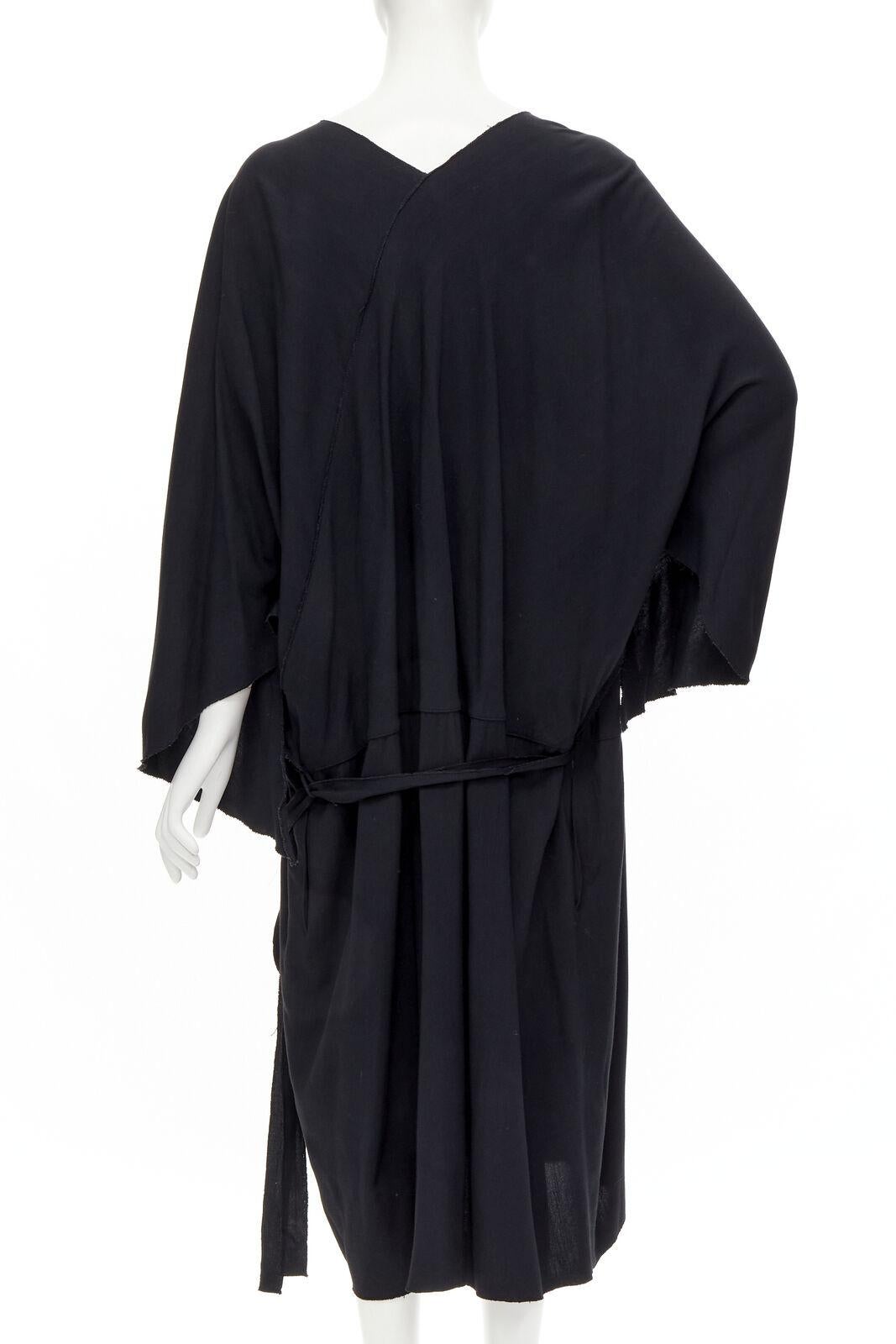 Women's rare COMME DES GARCONS Vintage 1980's black asymmetric wrap kimono robe dress For Sale