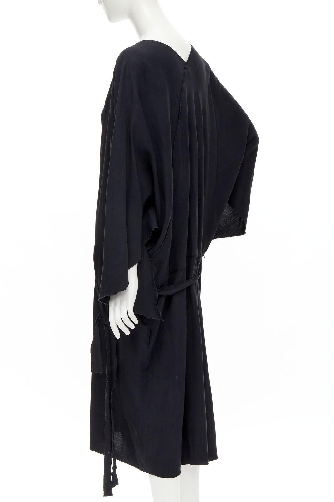 rare COMME DES GARCONS Vintage 1980's black asymmetric wrap kimono robe dress For Sale 1