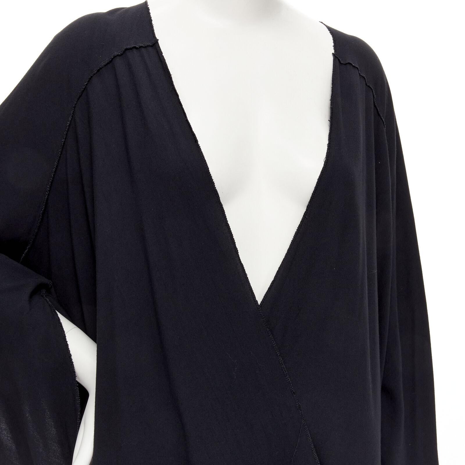 rare COMME DES GARCONS Vintage 1980's black asymmetric wrap kimono robe dress For Sale 2