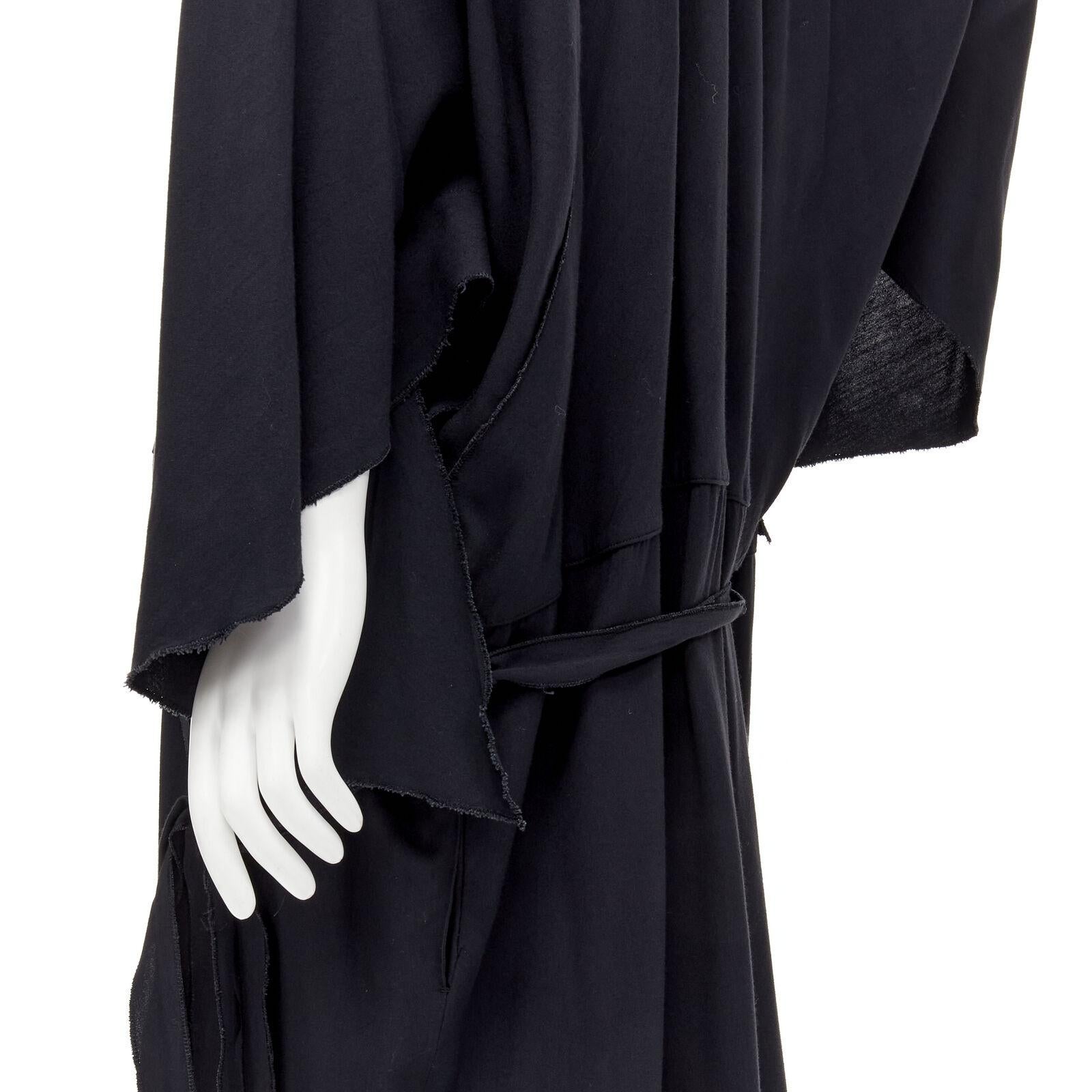 rare COMME DES GARCONS Vintage 1980's black asymmetric wrap kimono robe dress For Sale 3