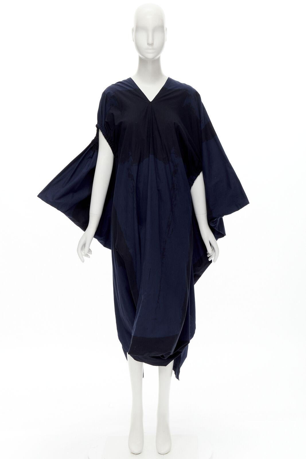 rare COMME DES GARCONS Vintage 1980's blue brushstroke angular trapeze dress For Sale 7
