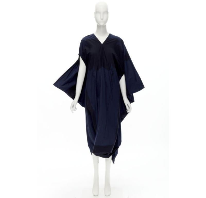 rare COMME DES GARCONS Vintage 1980's blue brushstroke angular trapeze dress For Sale 7