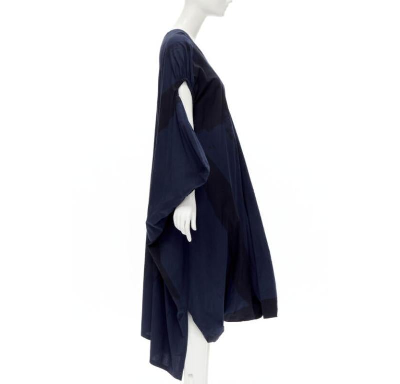 rare COMME DES GARCONS Vintage 1980's blue brushstroke angular trapeze dress In Good Condition For Sale In Hong Kong, NT
