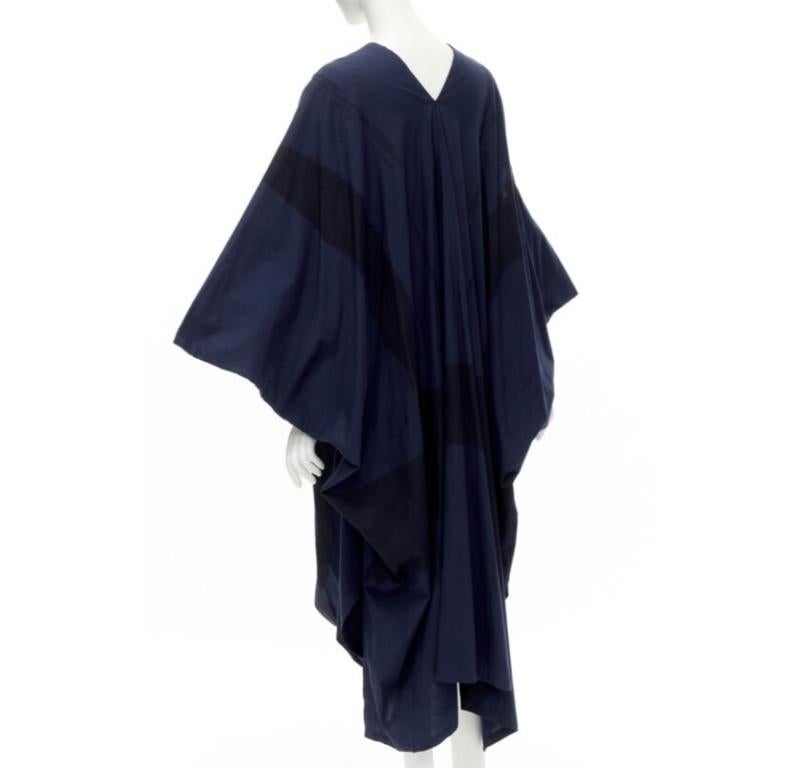 rare COMME DES GARCONS Vintage 1980's blue brushstroke angular trapeze dress For Sale 1