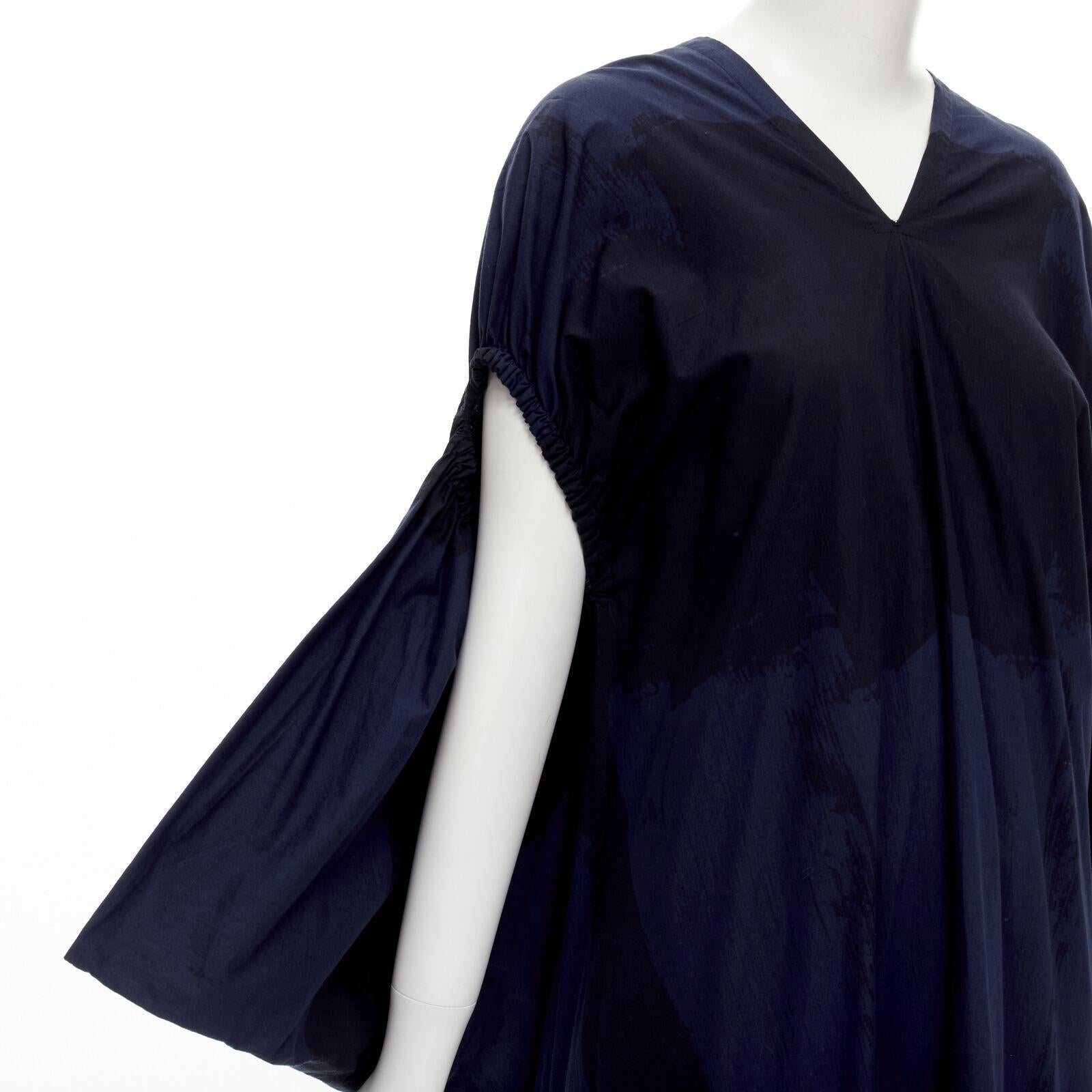 rare COMME DES GARCONS Vintage 1980's blue brushstroke angular trapeze dress For Sale 2
