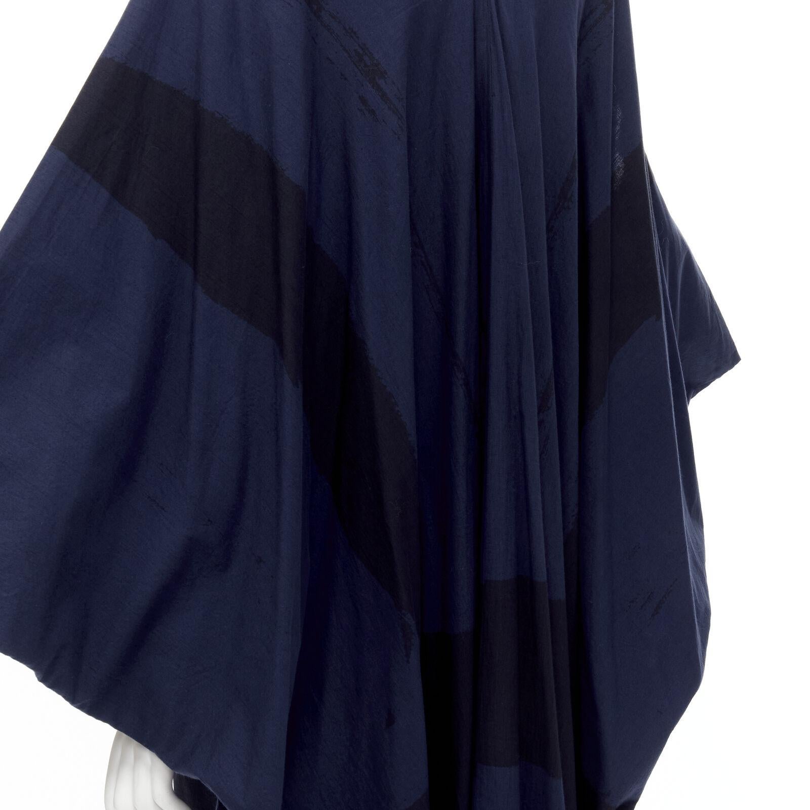 rare COMME DES GARCONS Vintage 1980's blue brushstroke angular trapeze dress For Sale 3