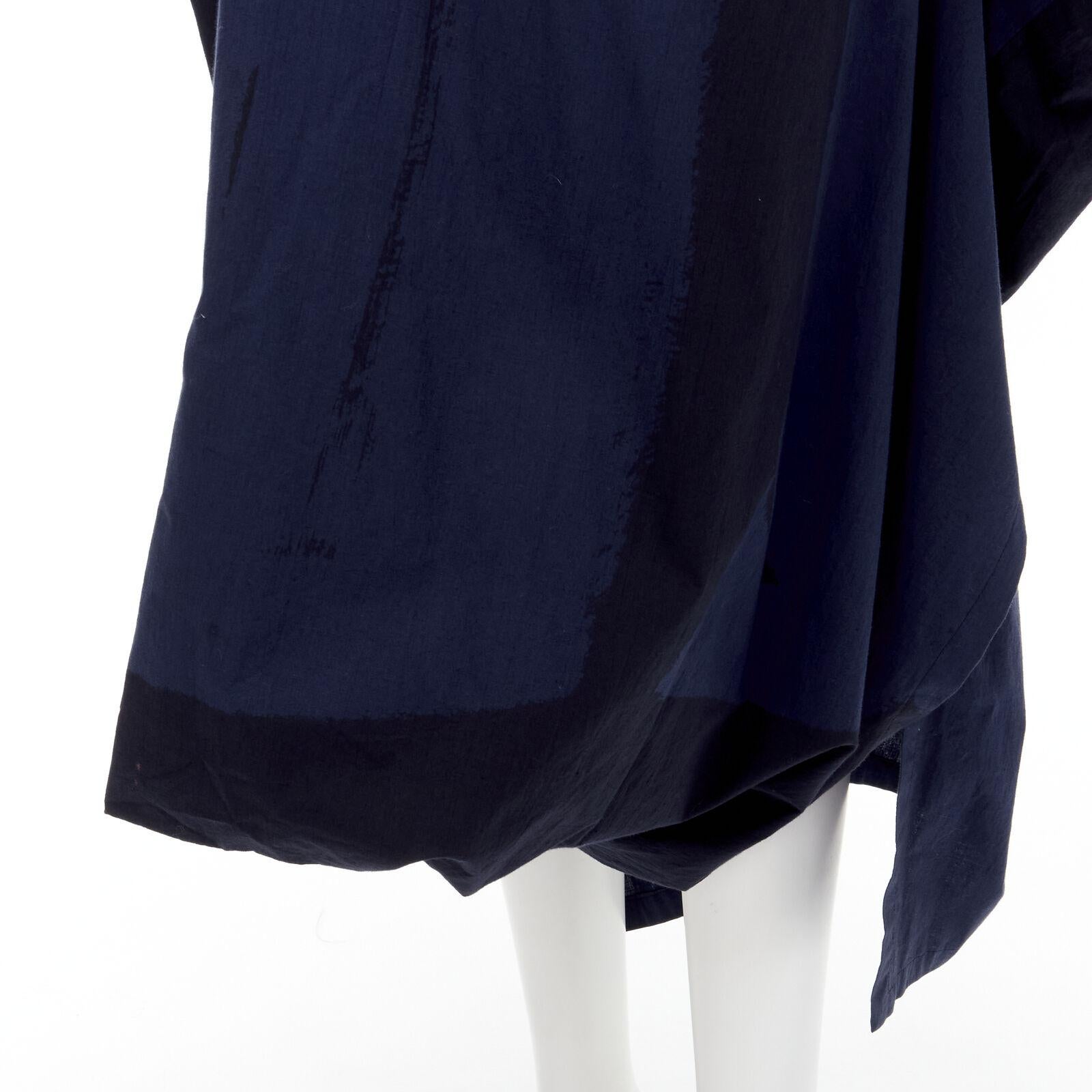 rare COMME DES GARCONS Vintage 1980's blue brushstroke angular trapeze dress For Sale 4